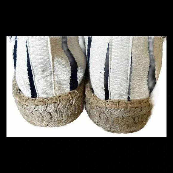 Soludos Womens Espadrille Classic Stripe Smoking Slipper White/Black Size 8 - Picture 5 of 8